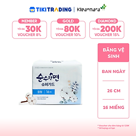 Băng vệ sinh KleanNara Soonsoohanmyeon Superguard siêu mỏng (Size M: 26 cm, 16 miếng/gói)