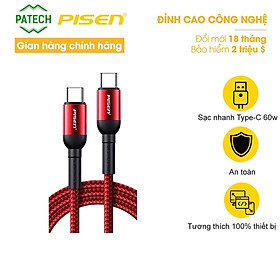 Cáp Pisen Dual Type-C Wine Glass Style Data 1000mm, 60W - - Hàng chính hãng