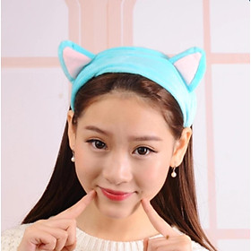 Băng Đô Rửa Mặt Hình Tai Mèo Cute - xanh