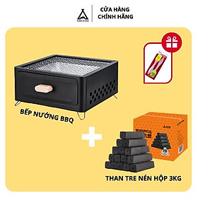 Mua Combo bếp nướng BBQ đen cao cấp kèm than tre nén 3kg ít khói  an toàn  tiện lợi di chuyển kèm quà