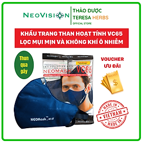 Khẩu trang NeoMask VC65 (Combo 10) - Khẩu trang than hoạt tính NeoVision NeoMask VC65 chuẩn N95 (Thun Qua Gáy)- Chống bụi siêu mịn PM2.5, lọc khuẩn BFE 95% (Được cấp bởi Nelson Lab), kháng khuẩn, chống giọt bắn có thể giặt tái sử dụng nhiều lần- Xanh đậm