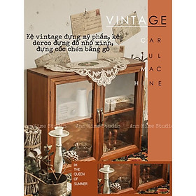 Kệ Gỗ Đựng Mỹ Phẩm Để Bàn, Tủ Gỗ Decor Sp4 Phong Cách Vintage