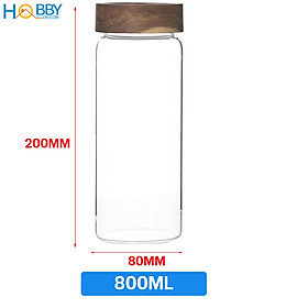 Hủ thủy tinh đựng gia vị nắp gỗ vặn kín HOBBY Home Decor HUNG2 - 3 size tùy chọn