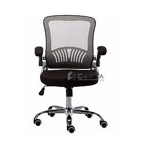 Mua Ghế xoay văn phòng dành cho nhân viên CE4275-M Nội thất Capta Ghế làm việc lưng trung lưới màu cam nệm vải xốp màu đen khung nhựa xi màu xám bạc chân thép mạ chrome