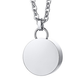 Cremation Urn Necklace Stainless Steel Round Locket for Women Men