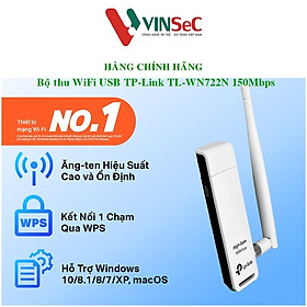 Bộ Thu Wifi USB TP-Link TL-WN722N Chuẩn N 150Mbps - Hàng Chính Hãng