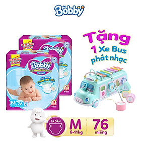 Combo 2 Tã dán Bobby siêu thấm M76 tặng 1 xe bus phát nhạc