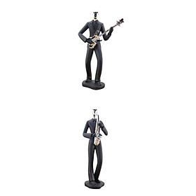 2Pcs Music Instrument Player Musician Metal Art Figurine