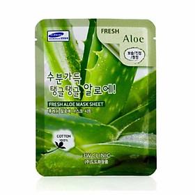 Hình ảnh Bộ 10 gói mặt nạ dưỡng ẩm da chiết xuất nha đam 3W Clinic Fresh Aloe Mask Sheet 23ml X 10