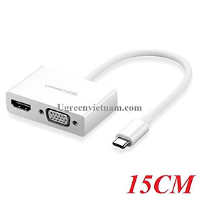 Cáp Chuyển Đổi Ugreen USB Type-C Sang VGA HDMI 30843 (15cm) - Hàng Chính Hãng