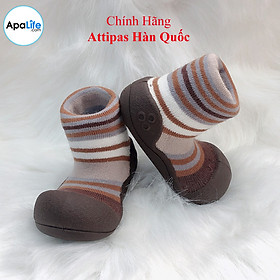 Attipas Modern - Brown/ AT031 - Giày tập đi cho bé trai /bé gái từ 3 - 24 tháng nhập Hàn Quốc: đế mềm, êm chân & chống trượt
