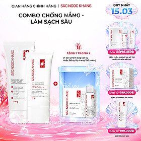 Bộ đôi giúp làm sạch và bảo vệ da Sắc Ngọc Khang: Sữa rửa mặt 100g + Kem chống nắng 50g