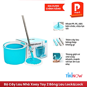 Bộ Cây Lau Nhà Xoay Tay 2 Bông Lau Lock&Lock Corner ETM494 (330 x 235 mm) - Xanh Biển