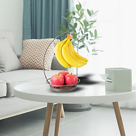 Fruit Basket Bowl with Banana Tree Hanger Table Storage Stand Egg Holder