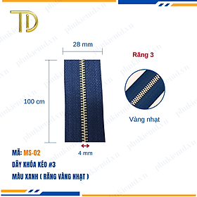 Dây khóa kéo túi xách, dây khóa kéo kim loại, dây khóa kéo răng 3 xanh, Mạ điện độ bền 5-8 năm