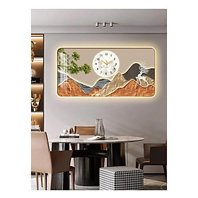 Mua Tranh treo tường đồng hồ núi non hùng vĩ 6 trang trí decor phòng khách quà tặng tân gia