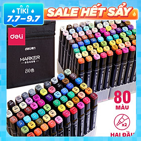 Bút màu marker chuyên nghiệp Deli -kèm túi vải - 30/40/60/80 Màu - 70806