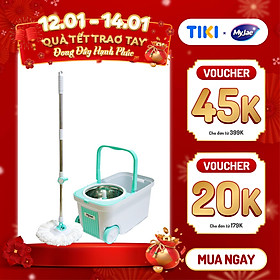 Mua  Tặng Bông Lau  Bộ Lau Nhà MyJae Đài Loan Sợi Microfiber Xoay Siêu Tốc 360 Độ Thông Minh 129.5cm