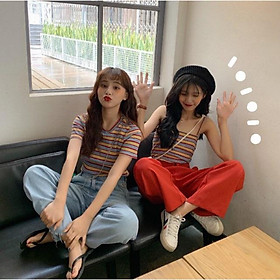 [ XẢ KHO 3 NGÀY Áo thun croptop sọc siêu hot