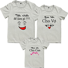 Áo Thun Gia Đình Họa Tiết Tiền Nhiều Để Làm Gì Màu Xám