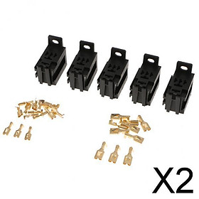 2x Set of 5 Automotive Relay Socket Plugs & Terminals 40Amp 12V