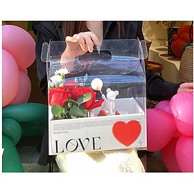 5 Hộp quà 2 ngăn trắng chữ LOVE đựng bento cake và hoa tặng lễ phụ nữ Việt Nam 20-10, 8-3