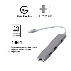 Mua Hub HyperDrive HD22B 4IN1 4K HDMI Cổng Chuyển Đổi Type C Dành Cho Macbook - Hàng Chính Hãng