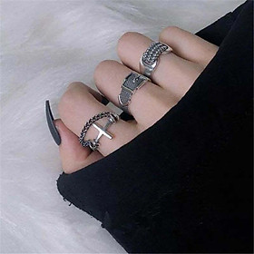 Bộ 3 chiếc Nhẫn nam nữ unisex thánh giá nối thắt đai thả tua cá tính tặng ảnh Vcone