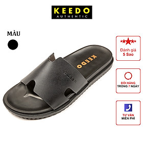 Dép quai ngang chữ H da bò thật KEEDO KD369 Full box