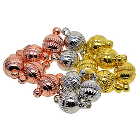 15 Pieces 8mm Brass Engraved Round Ball Magnetic Clasp Connectors Findings for Handmade DIY Jewelry Making Silver/Gold/Rose gold