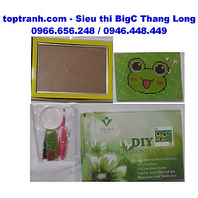 Tranh đính đá con ếch xanh dành cho e bé, có sẵn khung rồi chỉ việc về đính