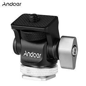 Andoer Mini Monitor Mount Tripod Head Cold Shoe Adapter Aluminum Alloy 1/4 Inch Screw for Mounting Camera Monitor Flash