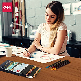 Bút chì màu nước cao cấp Deli 24 - 36 màu/ hộp kèm bút lông - 6518/6519
