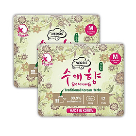 COMBO 2 GÓI BĂNG VỆ SINH HỮU CƠ THẢO DƯỢC NEOSIS SOOAEHYANG BAN NGÀY của Hàn Quốc_Size M (KT: 24cm)_1 gói/12 miếng