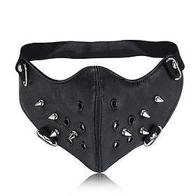Gothic Rivets Half Face Mask Steampunk Mask Hip Hop Cosplay PU Leather Mask