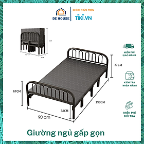 Mua Giường Gấp Khung Sắt Kèm Đệm  Giường Đơn Xếp Gọn Cho Khách PH-2198 - Hàng Chính Hãng