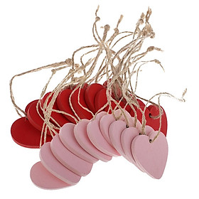 20Pcs Mini Pink Bed Wooden Heart Tags Embellishment for Weddings Party Decor