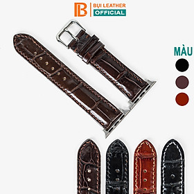 Dây đồng hồ dành cho AW da cá sấu đốt tre D108 - Da thật khâu tay thủ công cao cấp