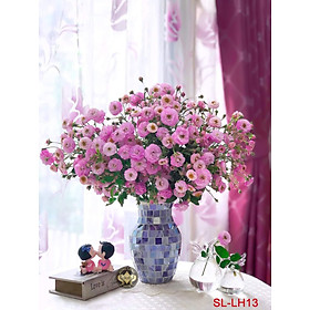 TRANH DÁN TƯỜNG 3D LỌ HOA ĐẸP LH13- TRANH HOA HỒNG TRẮNG ĐẸP - YAN SHOP