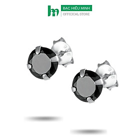 Bông tai khuyên tai bạc 925 nụ đá đen cá tính bạc hiểu minh ht365
