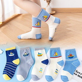 Set 5 đôi tất len cao cổ cho bé trai và bé gái nhiều màu sắc size từ 1 đến 13 tuổi