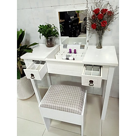 Mua Bộ Bàn Ghế trang điểm thông minh Gương gập tiện ích - Gỗ thông cao cấp - Kích thước 90x40x77cm