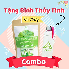 Bột cỏ lúa mì sấy lạnh nguyên chất Lematie+ tặng bình thủy tinh, detox