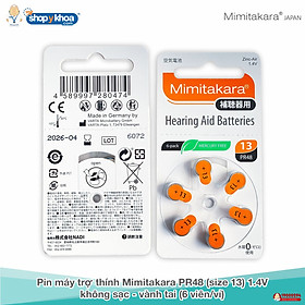 Mua Pin máy trợ thính Mimitakara PR48 (size 13)  1.4V  không sạc - vành tai (6 viên/vỉ)