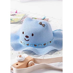 Nón cói trẻ em vành gợn sóng hình mặt heo HQC210