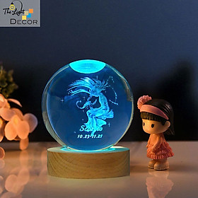 Mua Sét Quà tặng sinh nhật Quả cầu pha lê đèn led 3d 12 Cung Hoàng Đạo (Tặng đế đèn + hộp quà)