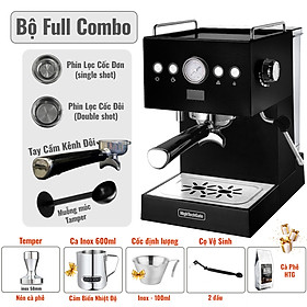 Máy Pha Cà Phê Espresso PCF05 chuyên nghiệp họng pha kim loại 58mm thương mại, tùy chỉnh cafe DIY tự động toàn diện, hàng chính hãng - ComBo Full