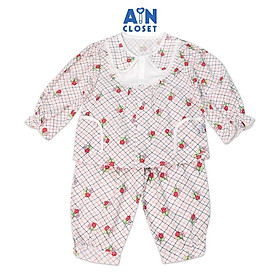 Bộ quần áo dài bé gái họa tiết Hoa caro đỏ cotton - AICDBGMDMQAQ - AIN Closet