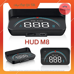 HUD M8 lắp cổng OBD hiển thị tốc độ và cảnh báo tốc độ lên kính ô tô
