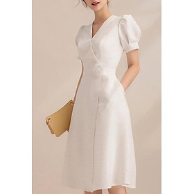 Đầm Xòe Đắp Chéo Cài Hoa Sang Trọng, Nữ Tính - MS380
